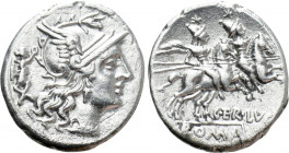 C. TERENTIUS LUCANUS. Denarius (147 BC). Rome