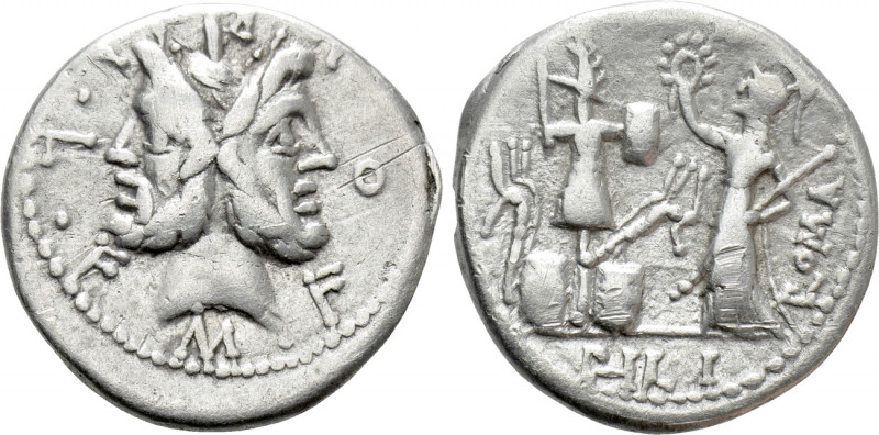 M. FURIUS L.F. PHILUS. Denarius (120 BC). Rome. 

Obv: M FOVRI L F. 
Laureate...