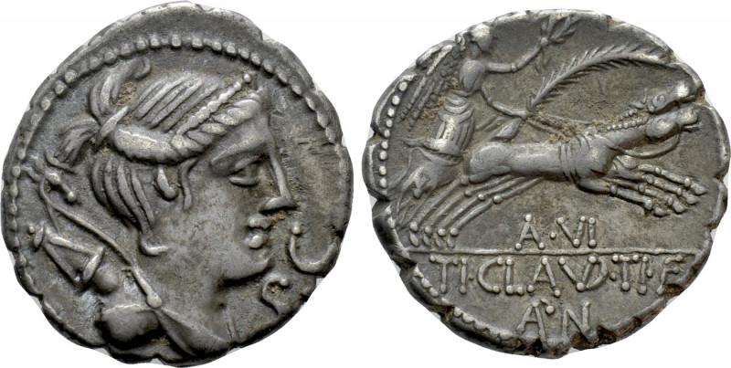 TI. CLAUDIUS NERO. Serrate Denarius (79 BC). Rome. 

Obv: S C. 
Draped bust o...