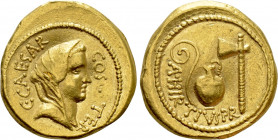 JULIUS CAESAR. Aureus (46 BC). Rome mint. A. Hirtius, praetor