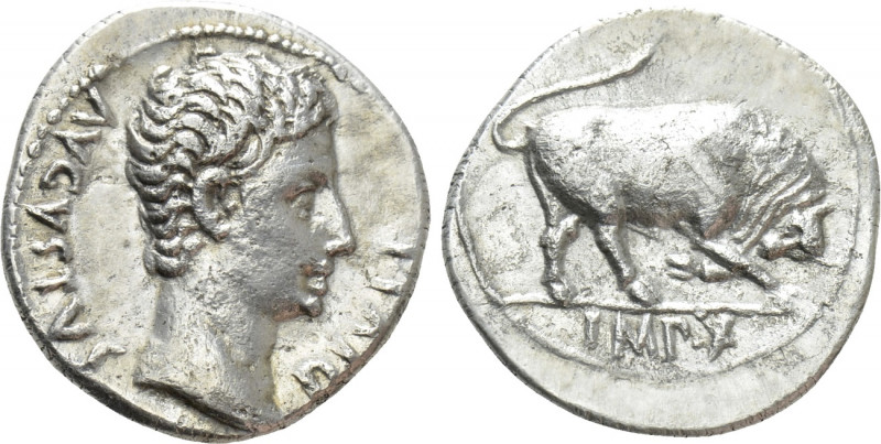 AUGUSTUS (27 BC-14 AD). Denarius. Lugdunum. 

Obv: AVGVSTVS DIVI F. 
Bare hea...