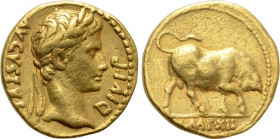 AUGUSTUS (27 BC-14 AD). GOLD Aureus. Lugdunum