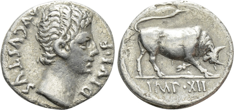 AUGUSTUS (27 BC-14 AD). Denarius. Lugdunum. 

Obv: AVGVSTVS DIVI F. 
Laureate...