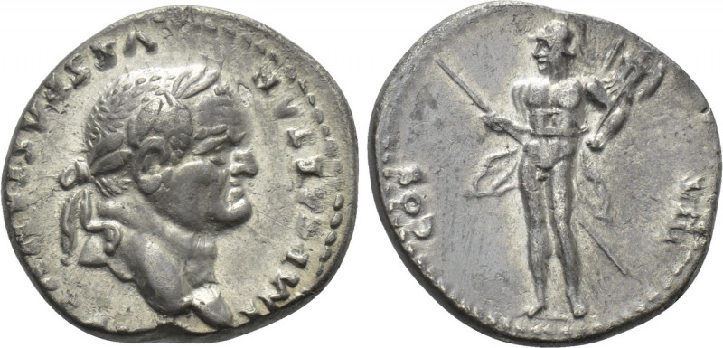 VESPASIAN (69-79). Denarius. Rome. 

Obv: IMP CAESAR VESPASIANVS AVG. 
Laurea...