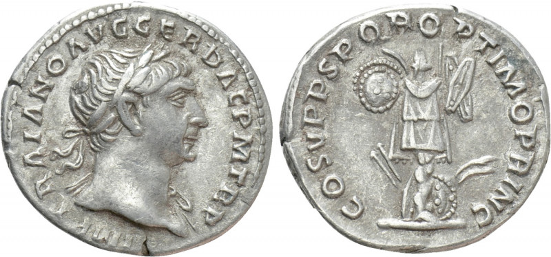 TRAJAN (98-117). Denarius. Rome. 

Obv: IMP TRAIANO AVG GER DAC P M TR P. 
La...