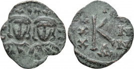 CONSTANTINE V COPRONYMUS with LEO IV (741-775). Half Follis. Constantinople