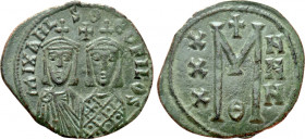 MICHAEL II THE AMORIAN with THEOPHILUS (820-829). Follis. Constantinople