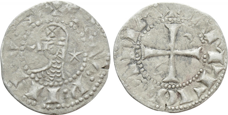 CRUSADERS. Antioch. Raymond Roupen (1216-1219). BI Denier. 

Obv: + RVPINVS. ...