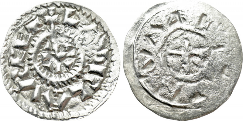 HUNGARY. László I (1077-1095). Denar. 

Obv: + LADISLAVS REX. 
Cross with wed...