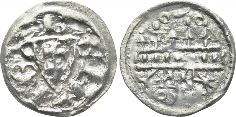 HUNGARY. Bela III (1172-1196). Denar. 

Obv: BELA REX. 
Coat of arms with dou...
