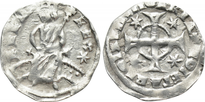 HUNGARY. Bela IV (1235-1270). Denar. 

Obv: + REX BELA. 
King seated on dotte...
