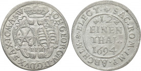GERMANY. Saxony. Johann Georg IV (1691-1694). 1/12 Taler (1694-EPH)