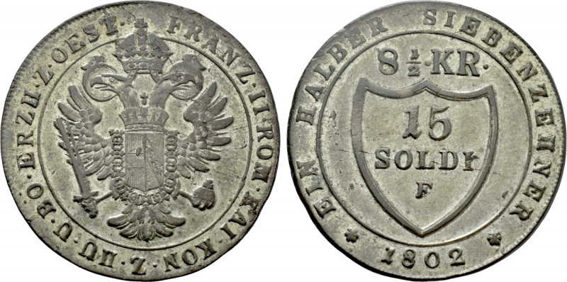 HOLY ROMAN EMPIRE. Franz II (1792-1806). 8 1/2 Kreuzer (1802 F). Hall. 

Obv: ...