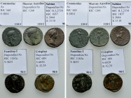 5 Roman Coins; Sabina, Crispina etc