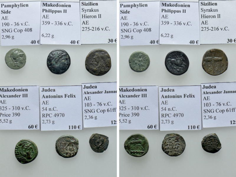 6 Greek Coins. 

Obv: .
Rev: .

. 

Condition: See picture.

Weight: g....