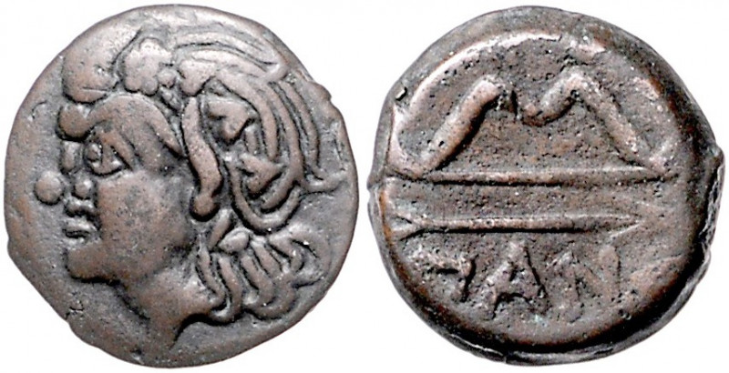 Griechen - Thrakien - Pantikapaion Bronze AE3 (20mm) 340-330 v. Chr. Kopfbild de...