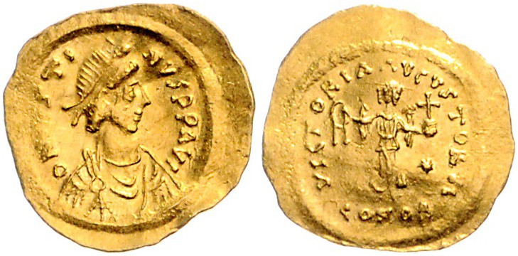 Byzanz Justin I. 518-527 Tremissis Konstantinopel (518-527) DN IVSTINVS PP AVC B...
