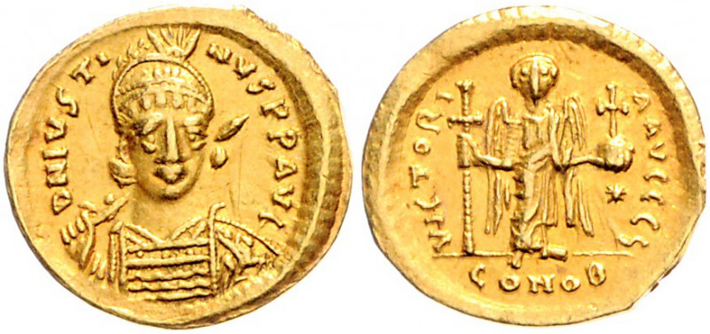 Byzanz Justin I. 518-527 Solidus Konstantinopel (519-527) D N IVSTINVS P P AVG G...