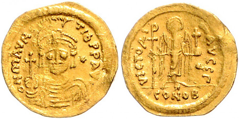 Byzanz Mauricius Tiberius 582-602 Solidus zu 23 Siliquae Konstantinopel (583-601...