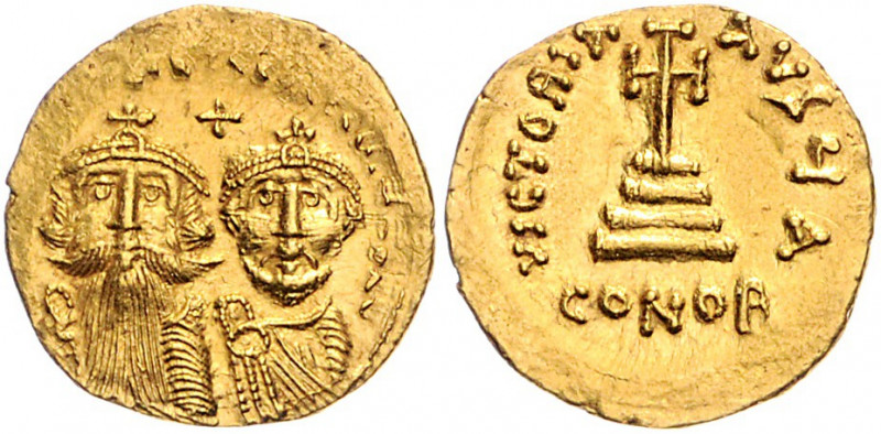 Byzanz Heraclius 610-641 Solidus Konstantinopel (629-631) dd NN hERACLIVS ET hER...