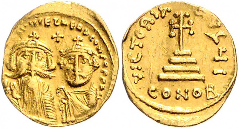 Byzanz Heraclius 610-641 Solidus Konstantinopel (629-631) dd NN hERACLIVS ET hER...