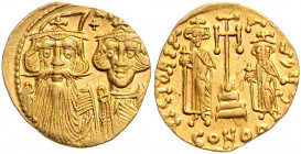 Byzanz Constans II. 641-668 Solidus Konstantinopel (661-663) [Umschrift unvollständig] Büsten von Constans II. und Constantinus IV. mit Kreuzkronen, d...