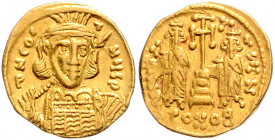 Byzanz Constantin IV. Pogonatus 668-685 Solidus Konstantinopel (674-681) dN CO' T NYSP Geharnischte Büste mit Helm und Speer / [VICTOR] A VS4 Z Kreuz ...