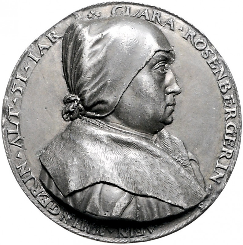 Augsburg - Stadt Blei-Hohlgussmedaille o.J. einseitig (unsign.) auf Clara Rosenb...