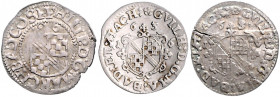 Baden Philipp II. 1569-1588 Lot o.J. von 3 Stücken: 1/2 Batzen 1586 Durlach, verkürzte Jahreszahl über Wappen, aber nur 1 Punkt vor der Jahreszahl (kl...