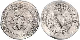 Baden Carl III. Wilhelm 1709-1738 5 Kreuzer 1732 Wiel. 651b. Schön 8. 
 ss