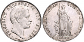Baden Friedrich I. 1856-1907 Gedenkgulden 1863 auf das 1. Badische Landesschießen Mannheim 28. Juni AKS 136. Jg. 78. 
 vz