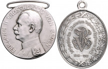 Baden Friedrich II. 1907-1918 Lot o.J. von 2 Stücken: Versilberte Medaille o. J. (v. R.M.) FÜR VERDIENST (mit Bandöse 38,3mm 29,0g) und Versilberter A...