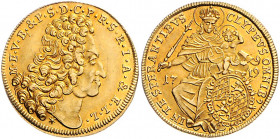 Bayern Maximilian II. Emanuel, 2.Regierung 1715-1726 Max d'or 1719 Friedb. 226. Hahn 206. 
6,55g vz+
