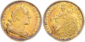 Bayern Maximilian III. Joseph 1745-1777 Max d'or 1767 Friedb. 242. Hahn 315. 
hübsche Patina, just., winz. Kr. vz