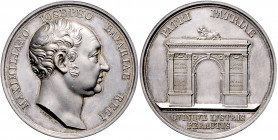Bayern Maximilian I. Joseph 1806-1825 Silbermedaille 1824 (v. Losch) auf sein 25-jähriges Regierungsjubiläum Witt. 2519. 
47,7mm 43,8g Patina f.st