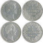 Bayern Maximilian II. 1848-1864 1/2 Gulden 1852 und dazu: (Ludwig I. ) 1/2 Gulden 1838 (korr., s) AKS 152,7. Jg. 81,61. 
 f.vz