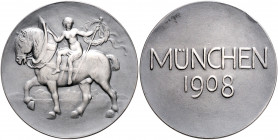 Bayern - München Silbermedaille 1908 mattiert Prämie der Landwirtschaftlichen Ausstellung und auf das Oktoberfest, i.Rd: 990 
kl.Rf., 40,1mm 27,4g vz...