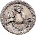Bayern - Ortenburg, Niederbayern Einseitiger Bleiguss o.J. versilbert der Medaille (v. L. Neufahrer) auf Sebastian II. (gestorben 1559 auf Schloss Neu...