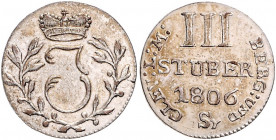 Berg Joachim Murat 1806-1808 3 Stüber 1806 AKS 12 Anm. Jg. 168. 
äußerst selten in dieser Erhaltung! st
