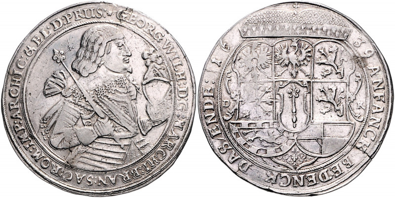 Brandenburg in den Marken - Preussen Georg Wilhelm 1619-1640 Reichstaler 1639 DK...