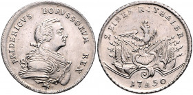 Brandenburg in den Marken - Preussen Friedrich II. der Große 1740-1786 1/2 Taler 1750 A v. Schr. 188a. Olding 13a. 
 ss-vz