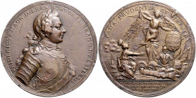 Brandenburg in den Marken - Preussen Friedrich II. der Große 1740-1786 Bronzemedaille 1757 (v. Holtzhey) auf die Schlacht bei Prag FuS 4348. Forrer II...