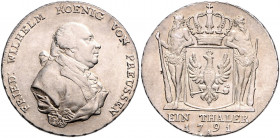 Brandenburg in den Marken - Preussen Friedrich Wilhelm II. 1786-1797 Taler 1791 A Dav. 2599. Olding 3. v. Schr. 35. Jg. 25. 
 ss-vz