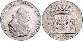 Brandenburg in den Marken - Preussen Friedrich Wilhelm II. 1786-1797 Taler 1793 A Dav. 2599. Olding 3. v. Schr. 37. Jg. 25. 
 ss