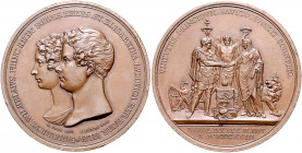 Brandenburg in den Marken - Preussen Friedrich Wilhelm III. 1797-1840 Bronzemedaille 1823 (v. Loos/König) auf die Hochzeit des Kronprinzen Wilhelm mit...