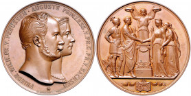 Brandenburg in den Marken - Preussen Friedrich Wilhelm IV. 1840-1861 Bronzemedaille 1854 (v. Kullrich/Daege) auf die Silberhochzeit des Prinzen Wilhel...