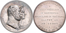 Brandenburg in den Marken - Preussen Wilhelm I. 1861-1888 Silbermedaille o.J. (v. Kullrich) Zum Ehejubiläum Sommer K88. Slg. Marienbg. 6149/ 50. 
45,...