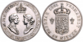 Brandenburg in den Marken - Preussen Wilhelm I. 1861-1888 Silbermedaille 1881 (v. Kullrich) auf die Vermählung von Kronprinz Wilhelm mit Victoria zu S...