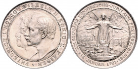 Brandenburg in den Marken - Preussen Wilhelm II. 1888-1918 Silbermedaille 1901 (v. Oertel) auf das 200-jährige Bestehen des Königreiches Slg. Marienbg...