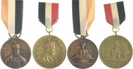 Brandenburg in den Marken - Preussen Wilhelm II. 1888-1918 Lot o.J. von 2 Stücken: Bronzemedaille1897 (v. Lauer) auf den 100. Geburtstag von Kaiser Wi...